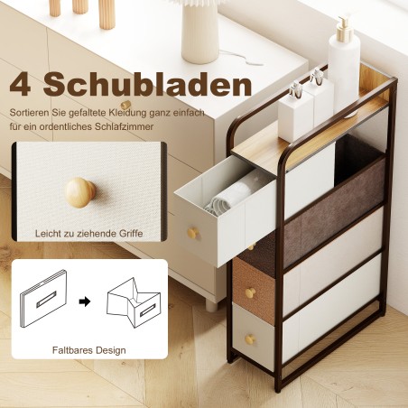 4 riidest sahtliga hoiukapp, terasraam, 20 × 47 × 84,5 cm, mitmevärviline