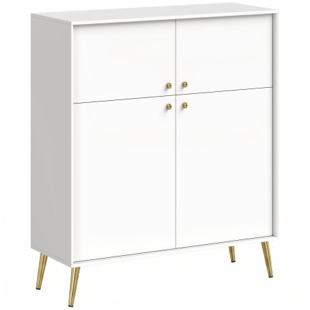 Moodne puhvetkapp 105,4 cm, metalljalgadega, kreemvalge