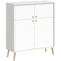 Moodne puhvetkapp 105,4 cm, metalljalgadega, kreemvalge