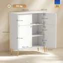 Moodne puhvetkapp 105,4 cm, metalljalgadega, kreemvalge