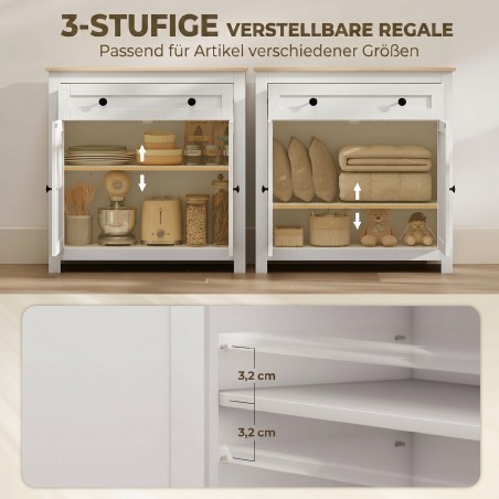 Köögikapp sahtli, kahe ukse ja reguleeritava riiuliga, 78,5 × 35 × 80 cm, valge