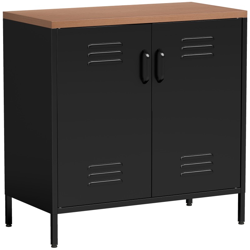Terasest puhvetkapp 2 ukse ja reguleeritava riiuliga, 80 × 40 × 80 cm, must
