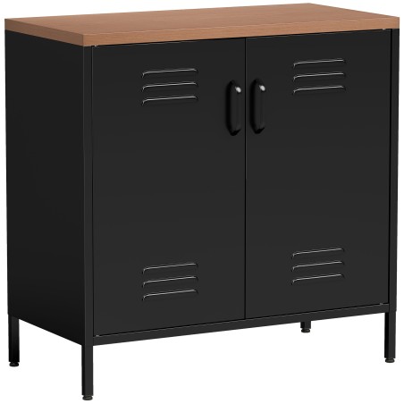 Terasest puhvetkapp 2 ukse ja reguleeritava riiuliga, 80 × 40 × 80 cm, must