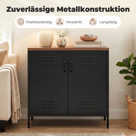 Terasest puhvetkapp 2 ukse ja reguleeritava riiuliga, 80 × 40 × 80 cm, must