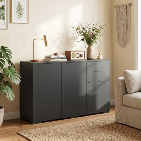 Kummut 2 sahtliga, Push-Click-süsteemiga, 117 × 36 × 74 cm, must