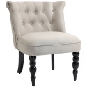Vintage-lõõgastustool linase katte ja puitraamiga, 67 × 67 × 78 cm, beež-must