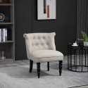 Vintage-lõõgastustool linase katte ja puitraamiga, 67 × 67 × 78 cm, beež-must