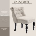 Vintage-lõõgastustool linase katte ja puitraamiga, 67 × 67 × 78 cm, beež-must