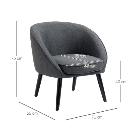Kokteilitool linase välimusega ja puitjalgadega, kuni 150 kg, hall