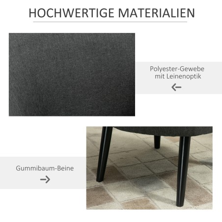 Kokteilitool linase välimusega ja puitjalgadega, kuni 150 kg, hall