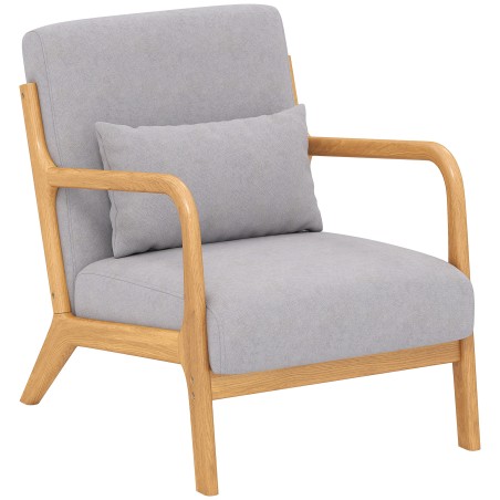 Lounge-tugitool puitraami ja vahtpolstriga, sametise kattega, hall
