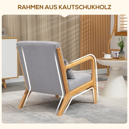 Lounge-tugitool puitraami ja vahtpolstriga, sametise kattega, hall