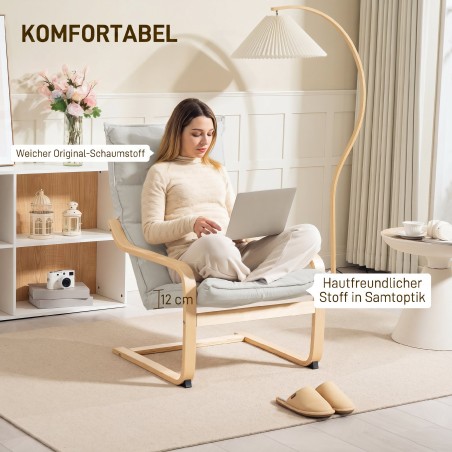 Lounge-tugitool kumerate jalgade ja käetugedega elutuppa