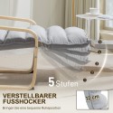 Kasepuidust lounge-tugitool reguleeritava jalatoega, helehall
