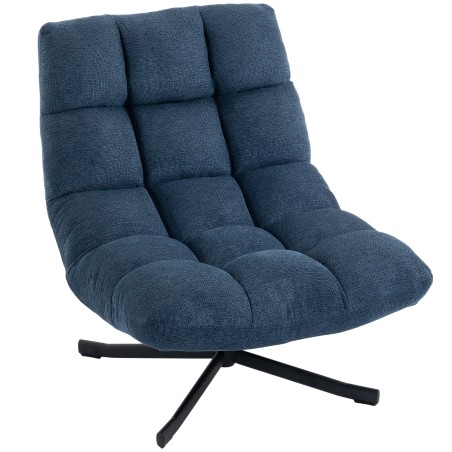 Pööratav käetugedeta lounge-tugitool terasjalgadega, tumesinine