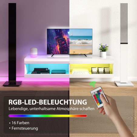Rippuv telerikapp RGB LED-valgustuse ja avatud panipaigaga, valge