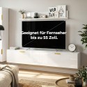 Seinale kinnitatav 180 cm TV-kapp klappuste ja riiuliga, kõrgläikega valge