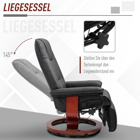 Kunstnahast lamamistool 360° pööramise ja 145° kallutamisega, must, 78 × 87 × 100 cm