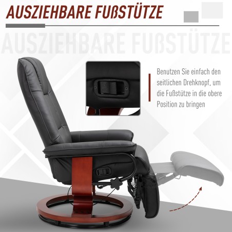 Kunstnahast lamamistool 360° pööramise ja 145° kallutamisega, must, 78 × 87 × 100 cm