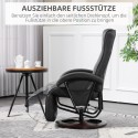 Pööratav kunstnahast tugitool jalatoe ja puidust alusega, must