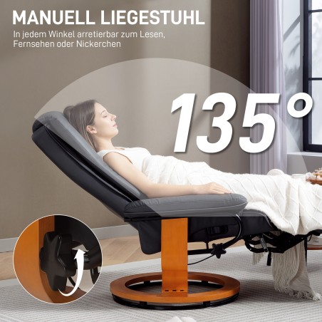 Pööratav lamamisfunktsiooniga lõõgastustool kuni 150 kg, kunstnahk, tumehall