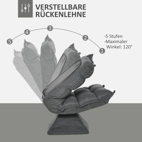 Pöörlev lõõgastustool linase välimusega, hall, 62 × 70 × 95 cm