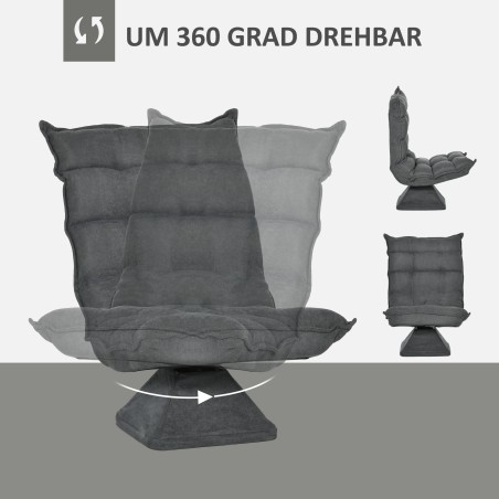 Pöörlev lõõgastustool linase välimusega, hall, 62 × 70 × 95 cm