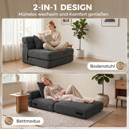 2 ühes kokkupandav põrandatool nimmepadjaga, tumehall