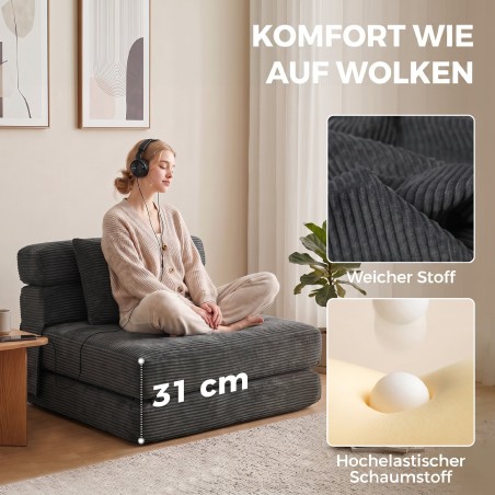 2 ühes kokkupandav põrandatool nimmepadjaga, tumehall
