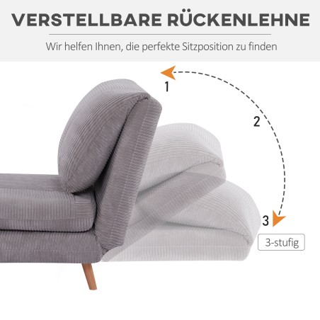 2-ühes magamistool ja külalistevoodi, reguleeritava peatoega, hall