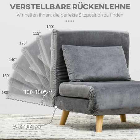 2-ühes tugitool ja külalistevoodi, 72 × 78 × 79 cm, hall