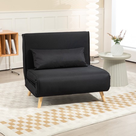 Voodifunktsiooniga lõõgastustool ühele, kuni 120 kg, must, 94 × 78 × 80 cm