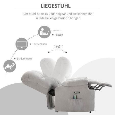 Püstiabiga kallutatav massaažitool USB-pordi ja puldiga, hall
