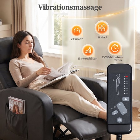 Vibratsioonimassaažiga lamamistool-puhketool, must