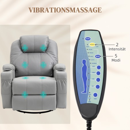 Massaažitool jalatoega, 8 vibratsioonipunkti ja 5 režiimi, helehall