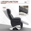 Lõõgastustool lamamisfunktsiooni ja jalatoega, nahkse välimusega, kuni 150 kg, must