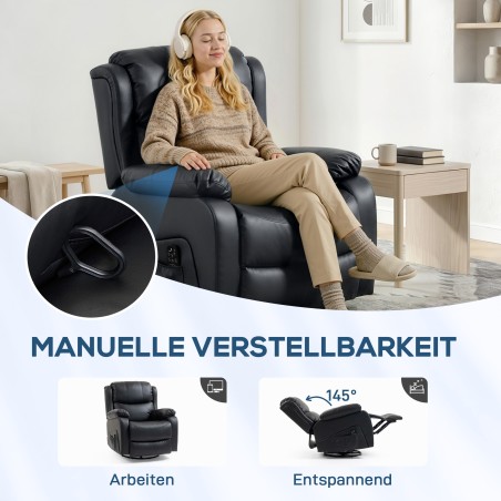 Massaažitool soojendus- ja lamamisfunktsiooniga, kunstnahast, kuni 150 kg, must
