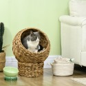 Vesihüatsiidist kassipesa padjaga, pruun, 40 × 37 × 51 cm
