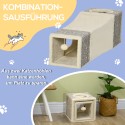 Kassitunnel 2 kassikoopa, kraapimispindade ja pallimänguasjadega, pruun-beež