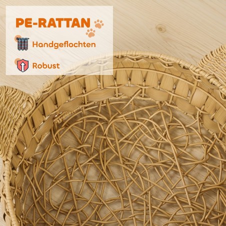 Rotangist kassikorv eemaldatava padjaga, kuni 10 kg, helepruun
