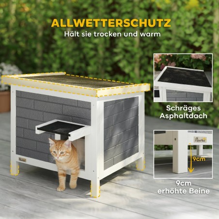 Ilmastikukindel puidust kassimaja avatava katuse ja asfaltkatusega, 61 × 51 × 53,5 cm