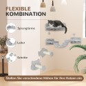 4-osaline kassitrepp sisalastmete ja kahekordse platvormiga, hallikasvalge