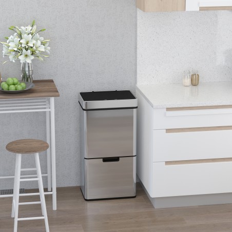 Anduriga jäätmete sorteerimise prügikast 47 l + 2 × 12,5 l