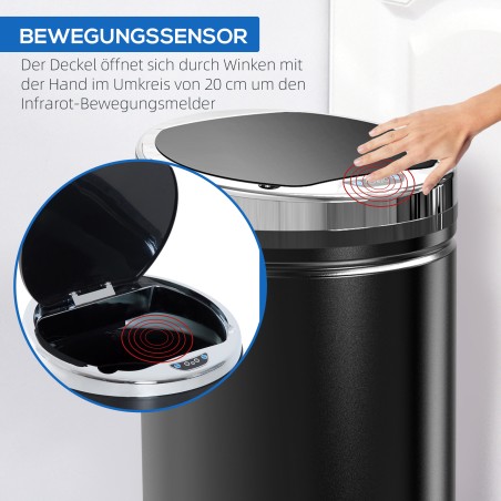 Automaatne sensorprügikast, 42 l, roostevaba teras, infrapunasensoriga