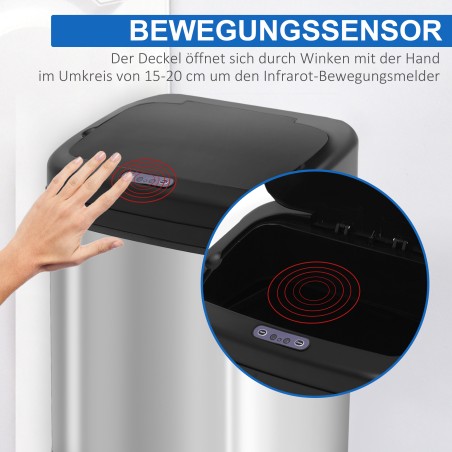 20 l automaatne roostevabast terasest liikumisanduriga prügikast