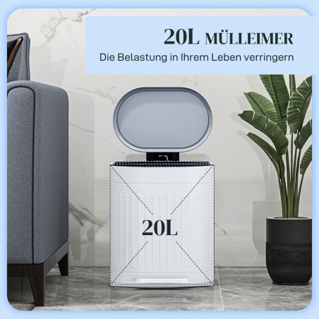 20-liitrine pedaaliga prügikast, eemaldatav sisemine anum, pehmelt sulguv kaas, hall