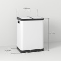 Kaheosaline prügikast, 2 × 30 l, sõrmejäljekindel, pedaaliga, hall