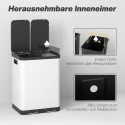 Kaheosaline prügikast, 2 × 30 l, sõrmejäljekindel, pedaaliga, hall