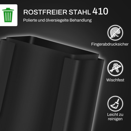 Kahe 25-liitrise kambriga roostevabast terasest prügikast, must