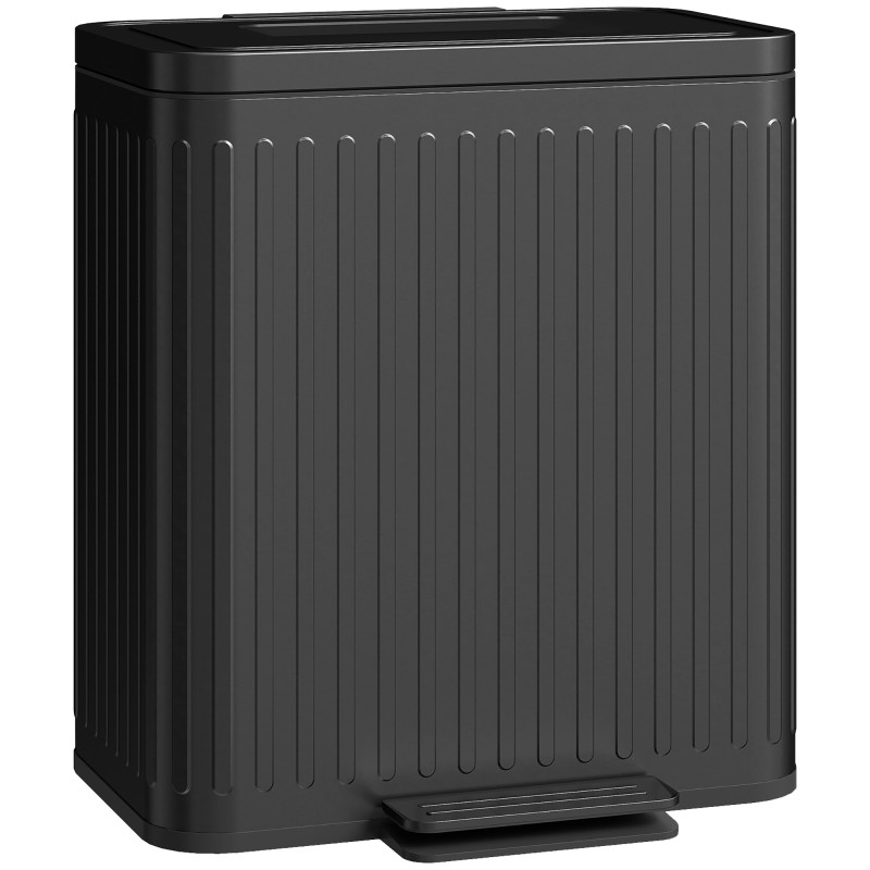 Köögi prügikast jäätmete sorteerimiseks, 2 × 20 l, pedaaliga, must